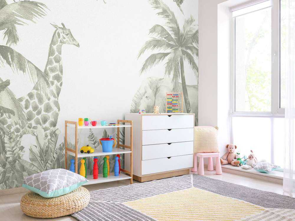 Vari animali della giungla in verde