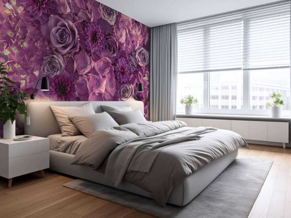 Ortensie, rose e dalie viola