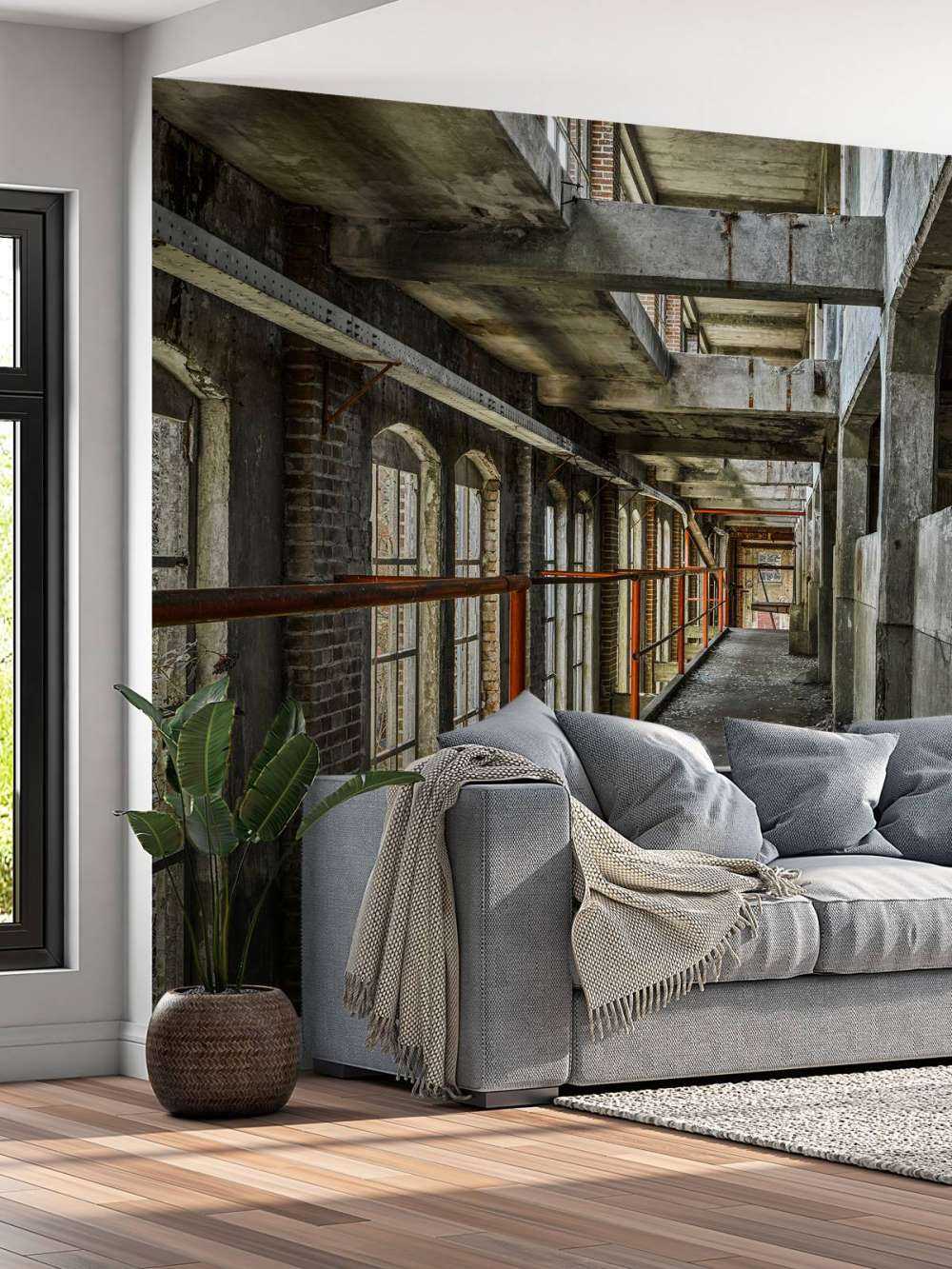 Passerella in un edificio abbandonato