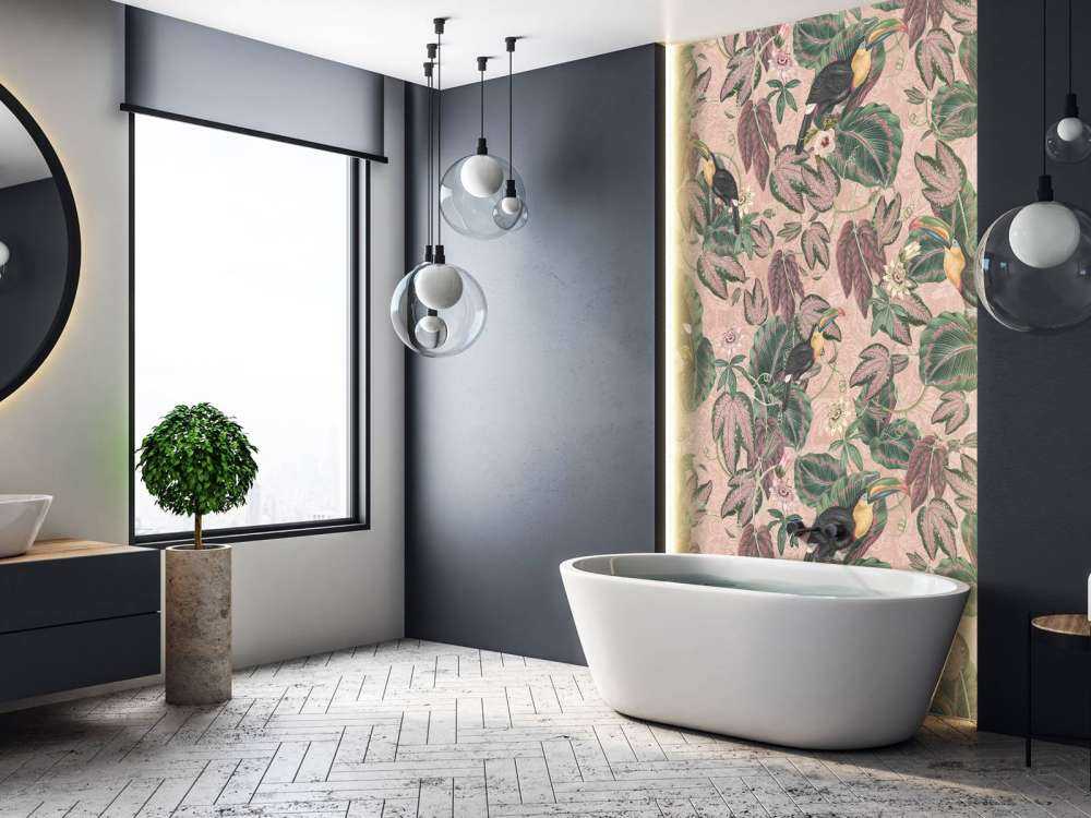 Uccelli e tucani della giungla tropicale - rosa