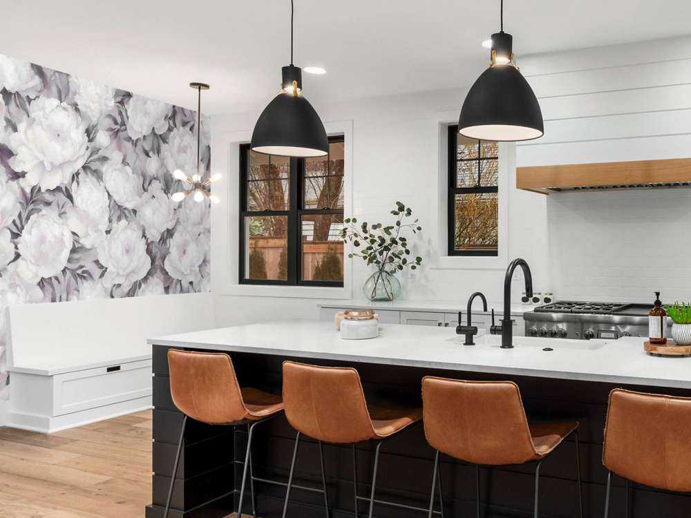 Carta da parati Peonie Nera