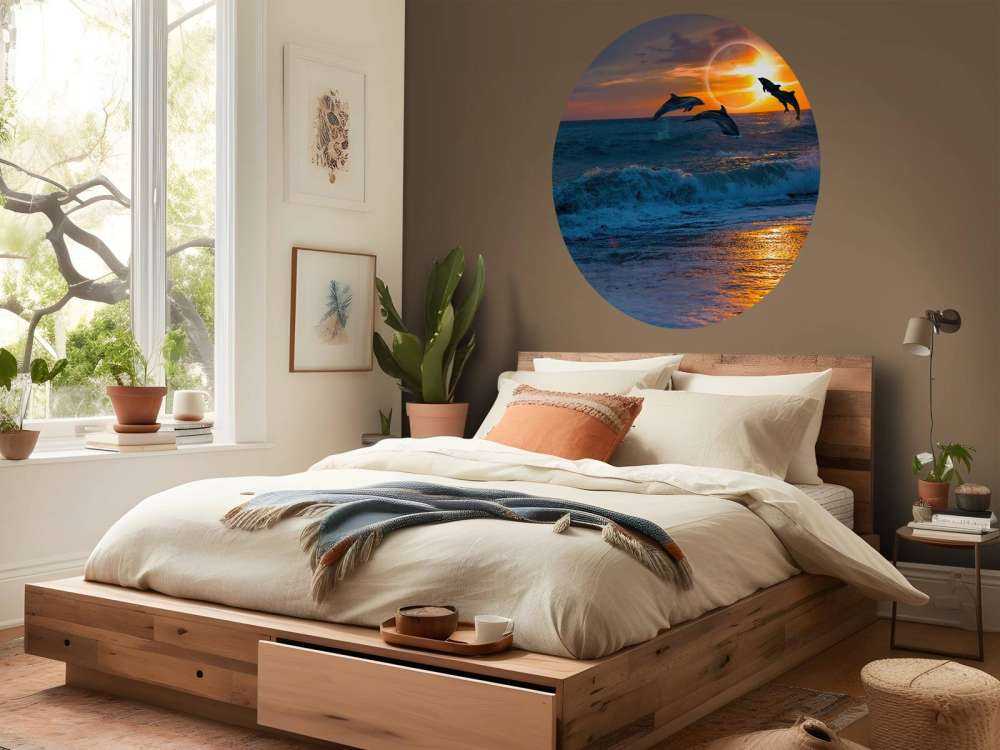 Delfini con tramonto