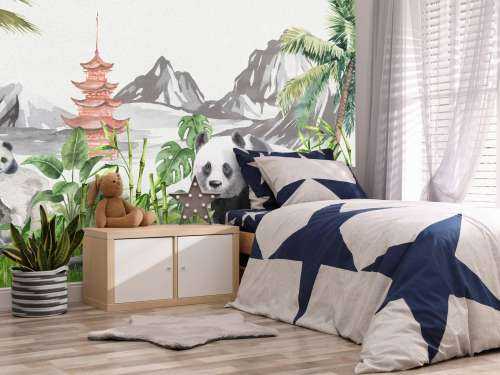 Panda nella giungla di bambù