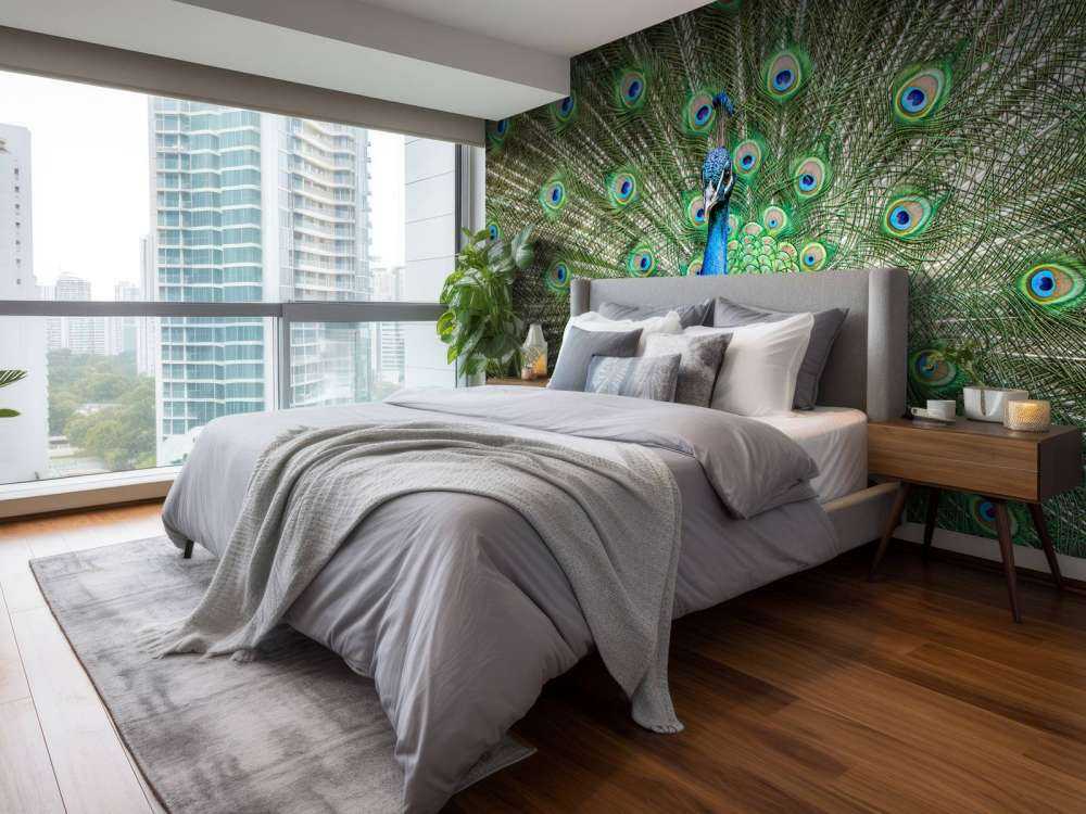 Pavone con piume dilatate