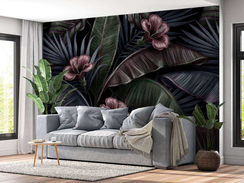 Ibisco e foglie tropicale