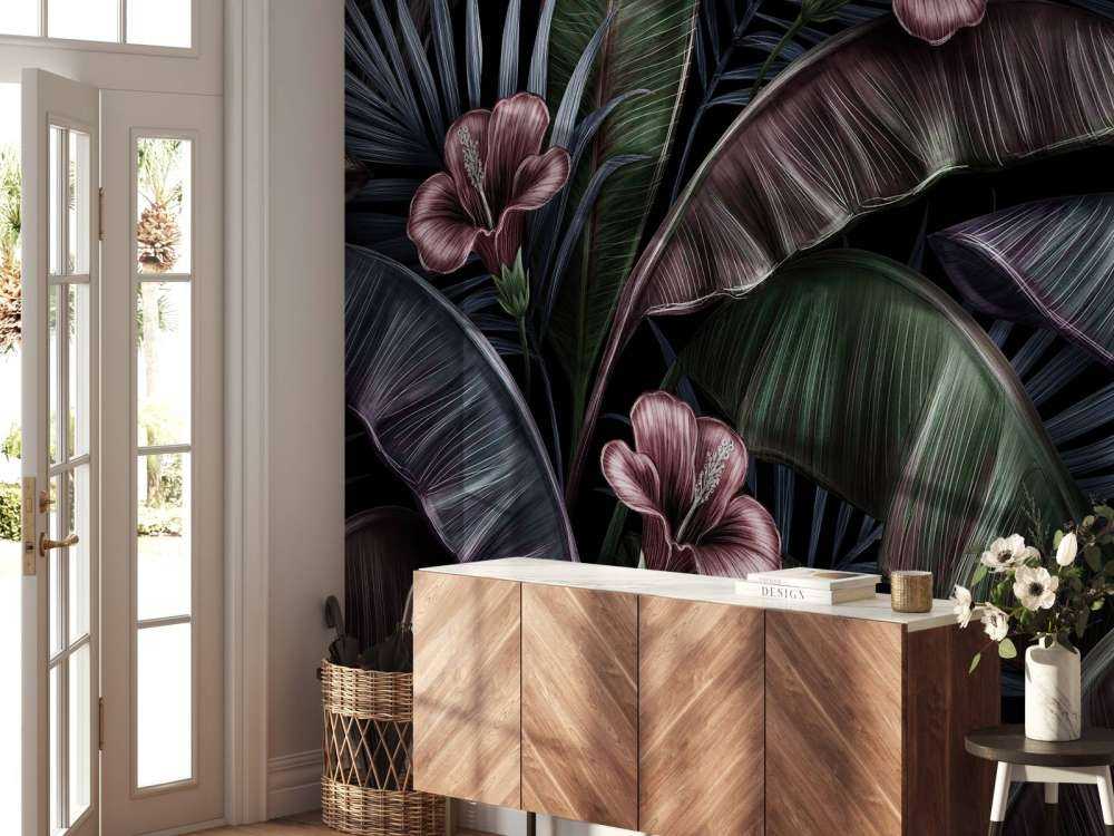 Ibisco e foglie tropicale