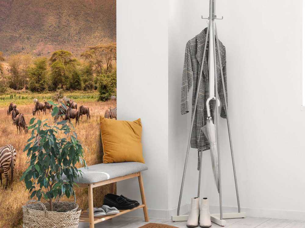 Savana paesaggio con zebre