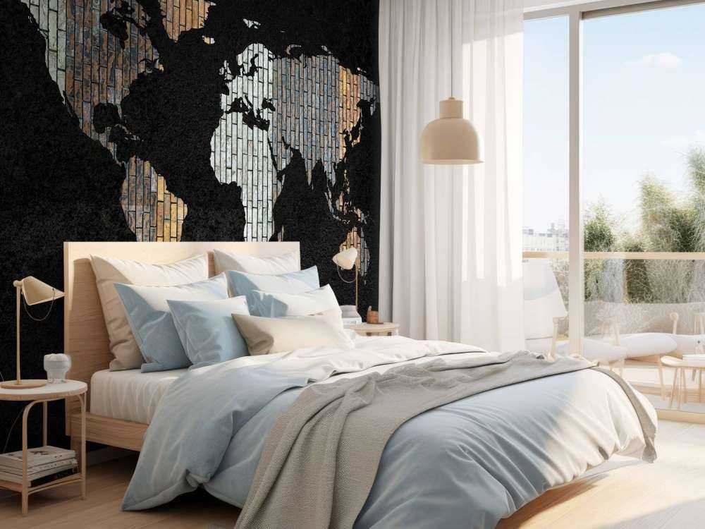 Mappa del mondo con mattoni verticali