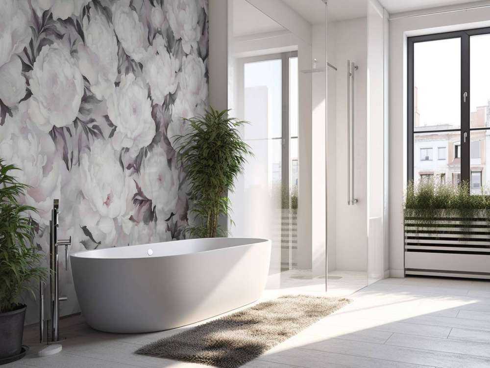 Carta da parati Peonie Nera