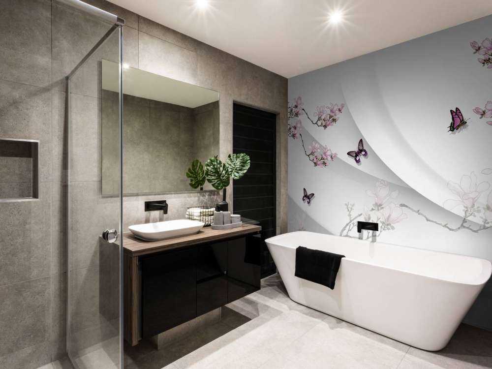 Fondo blanco 3D con flor decorativa