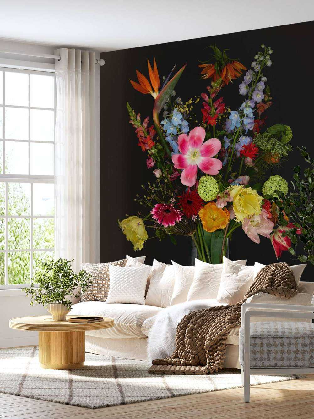 Bouquet di fiori in vaso di vetro