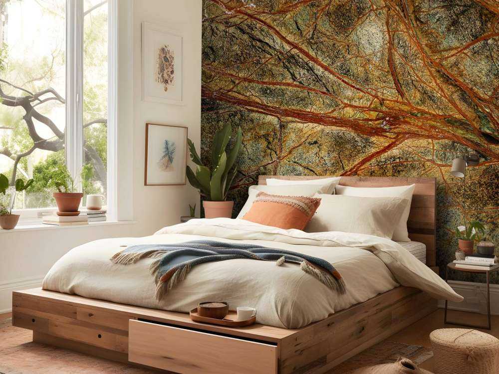 Marmo verde con venature colorate