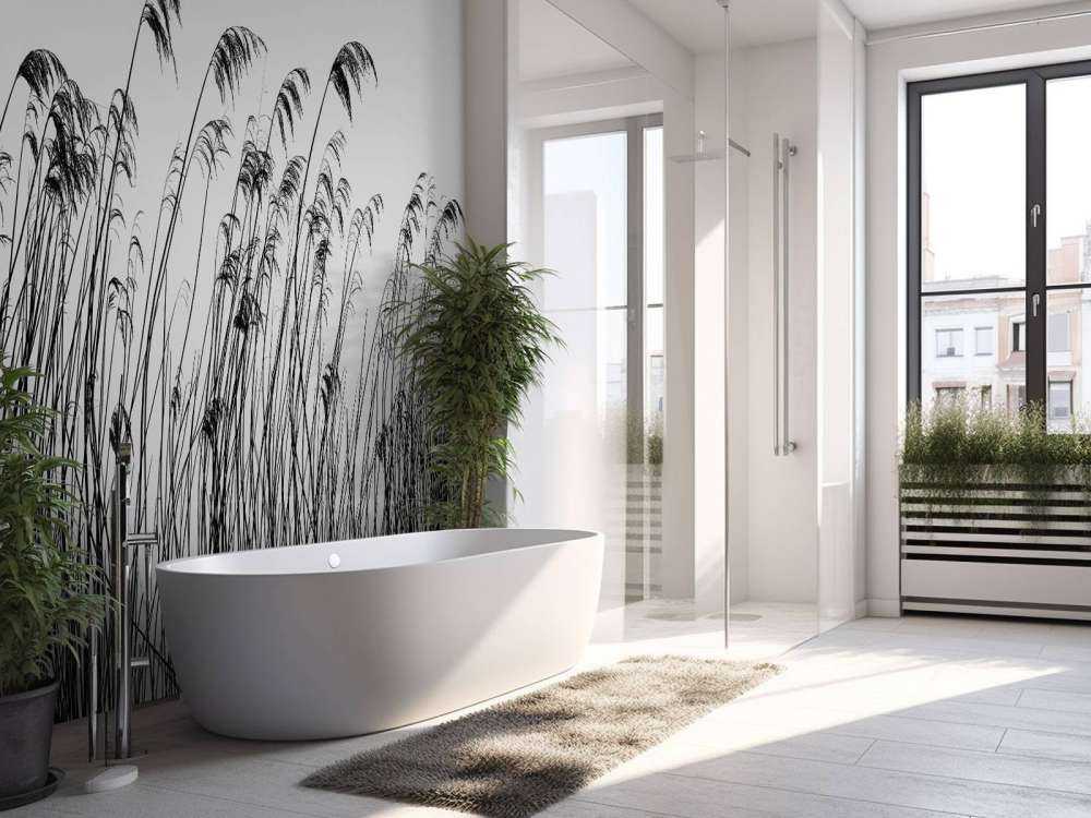 Cannaiola sul lungomare in bianco e nero