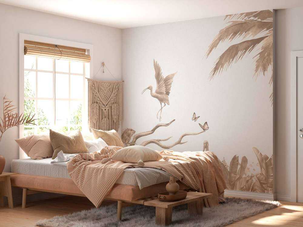 Ramo con animali della giungla in taupe