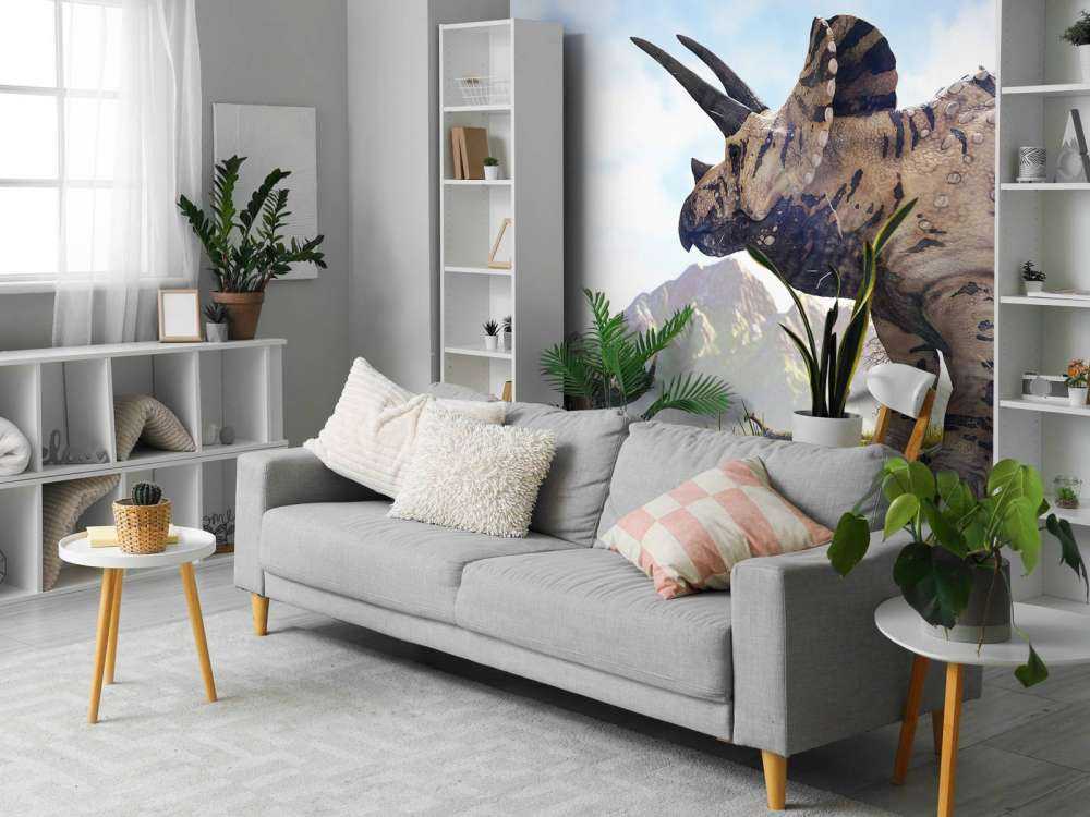 Dinosauri che camminano nella campagna