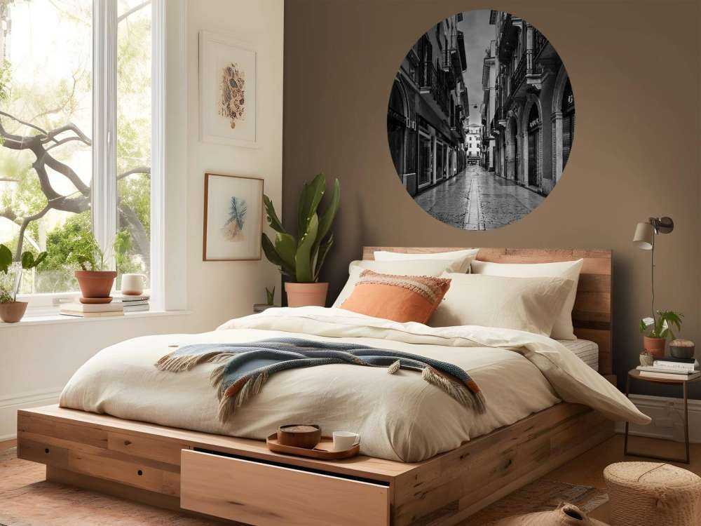 Strada dello shopping in bianco e nero