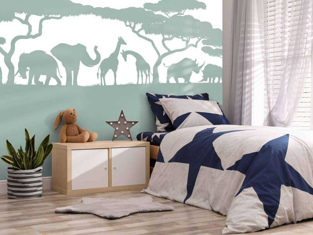 Silhouette animali da safari, verde chiaro