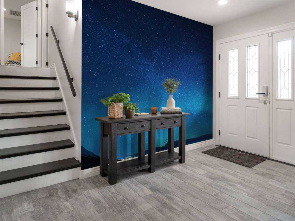 Cielo stellato con l'aurora boreale