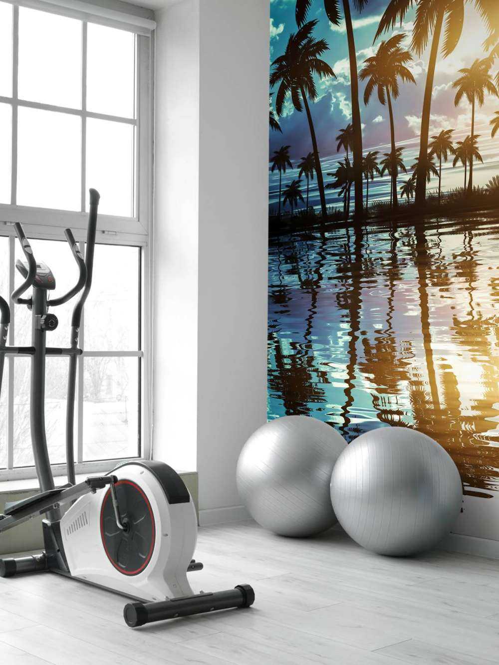 Paesaggio notturno con palme