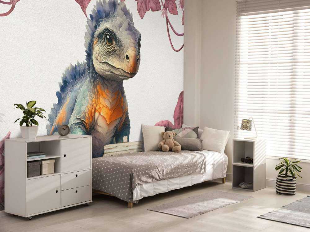 Baby ankylosaurus nella giungla rosa