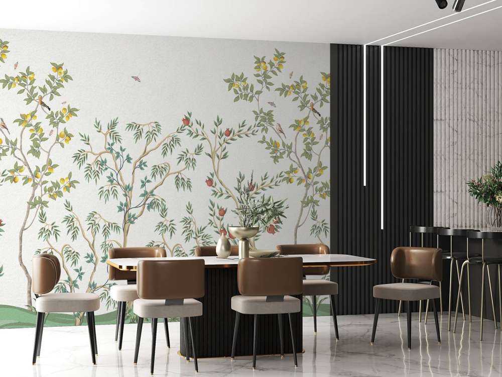 Paesaggio con alberi da frutto