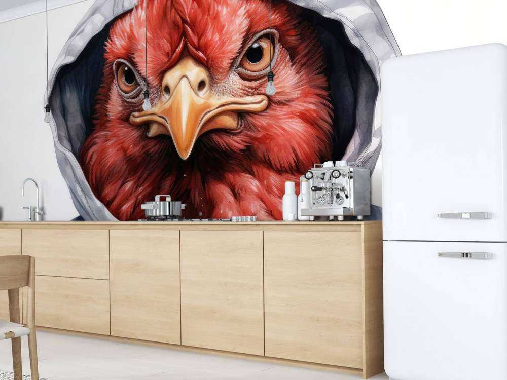 Cartone animato di pollo ad acquerello con felpa con cappuccio