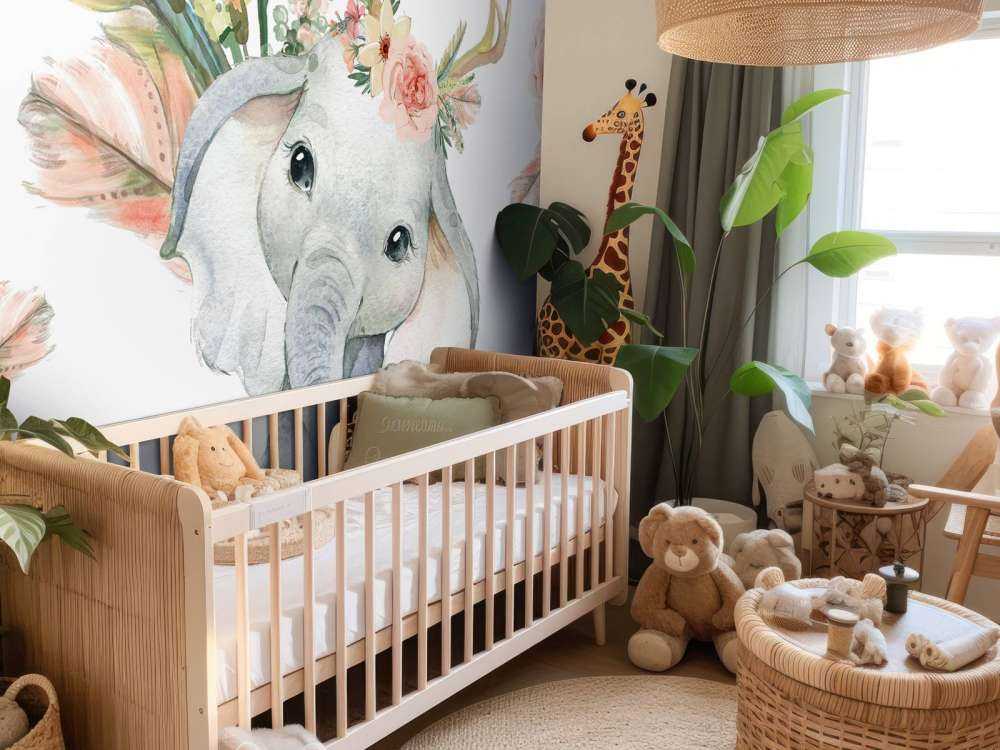 Baby elefante fiori rosa