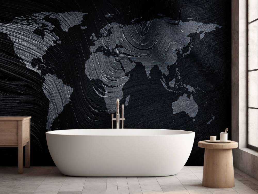 Mappa del mondo su una foglia di palma