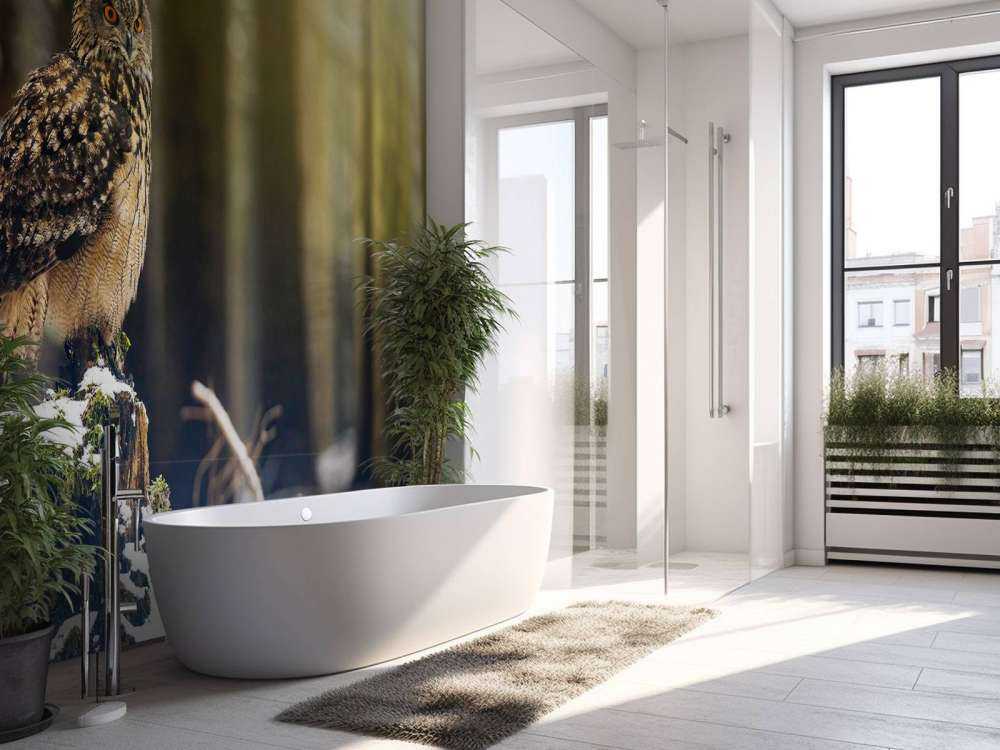 Gufo in foresta innevata