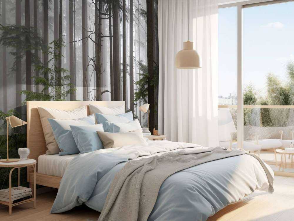 Foresta durante un giorno di nebbia