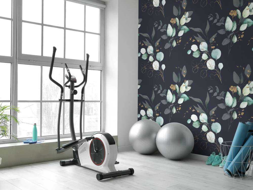 Foglie blu scuro con oro