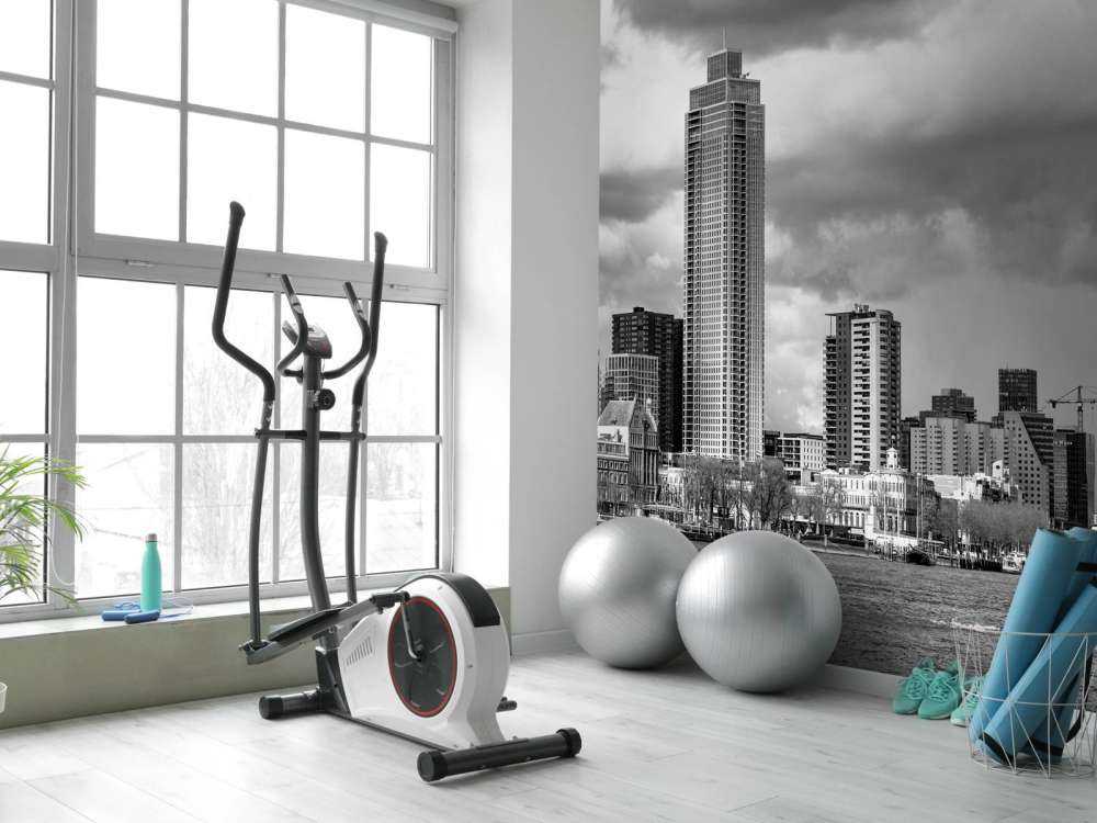 Skyline di Rotterdam (Westerkade) da Katendrecht (bianco e nero) 