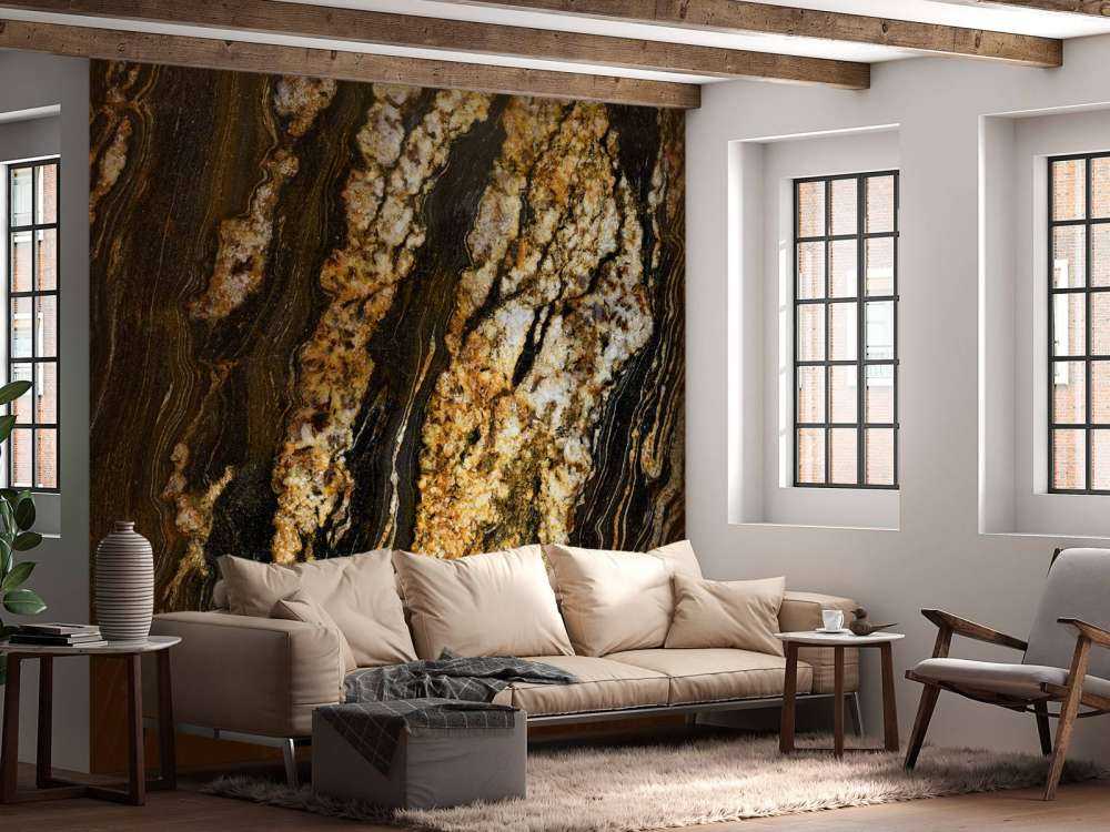 Marmo scuro con struttura dorata