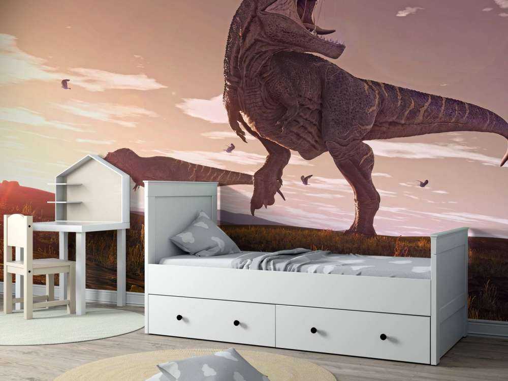 Due tirannosauri in un campo