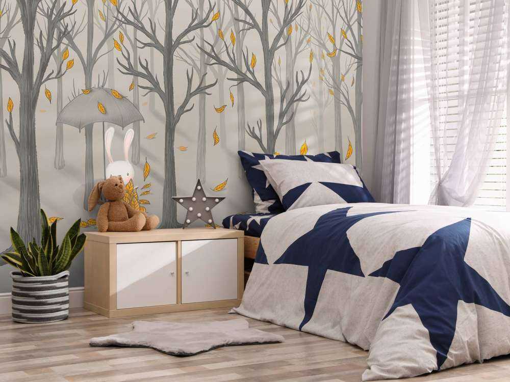 Coniglio sotto le foglie