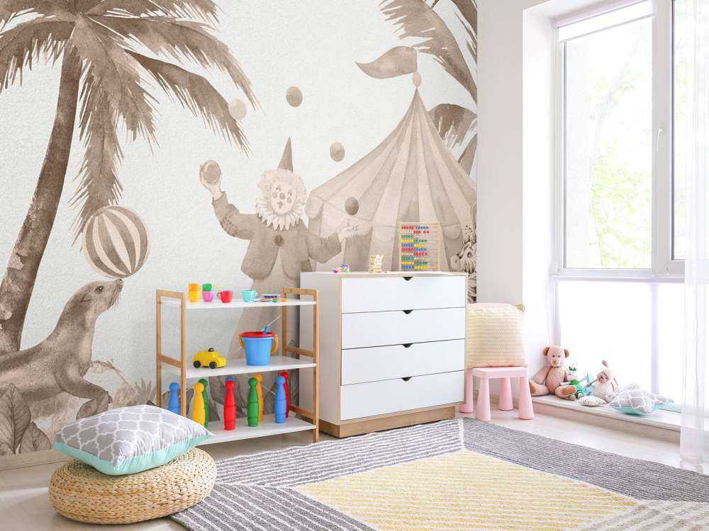 Animali da circo allegri color tortora