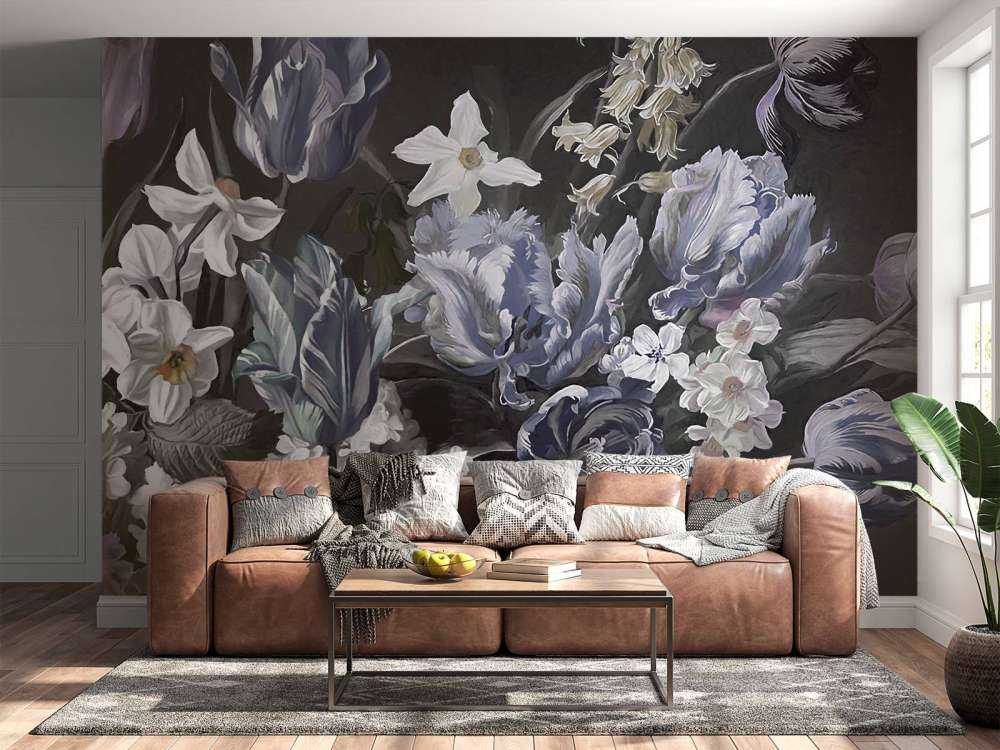 Bouquet con peonie blu