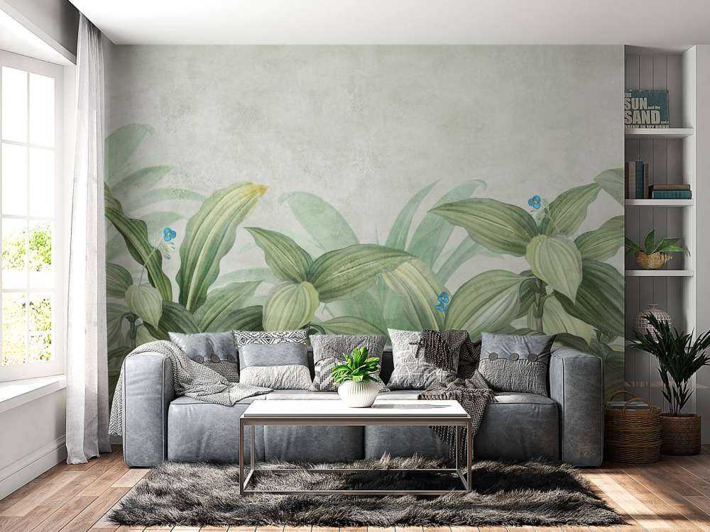 Erba mossa con fiori