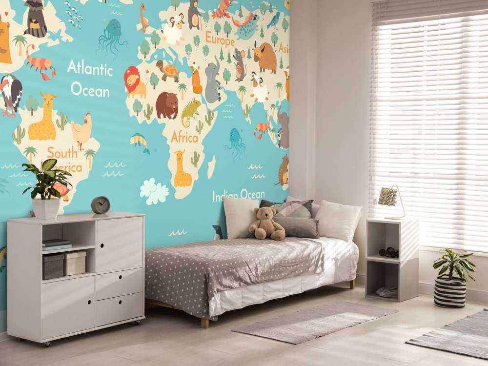 Mappa del mondo con gli animali