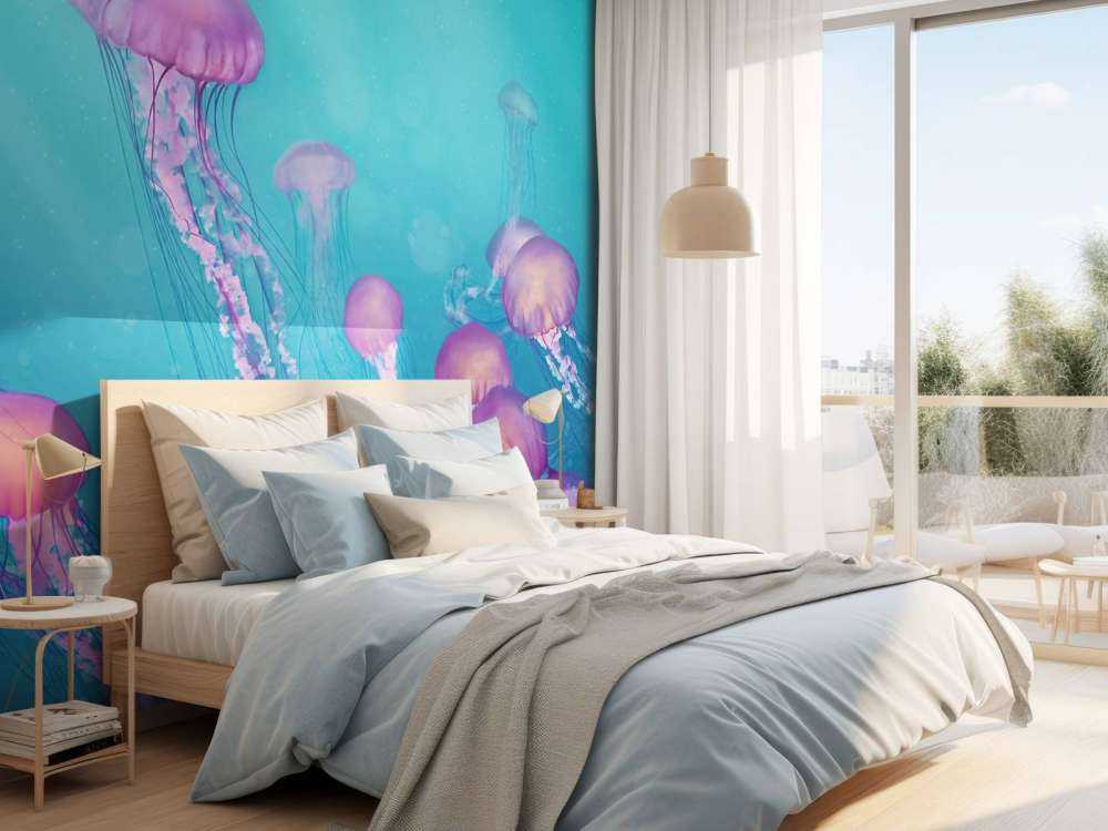 Medusa rosa in mare blu