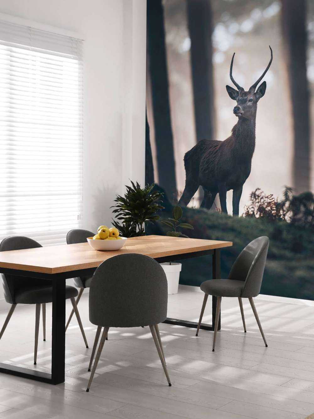 Cervo vicino agli alberi