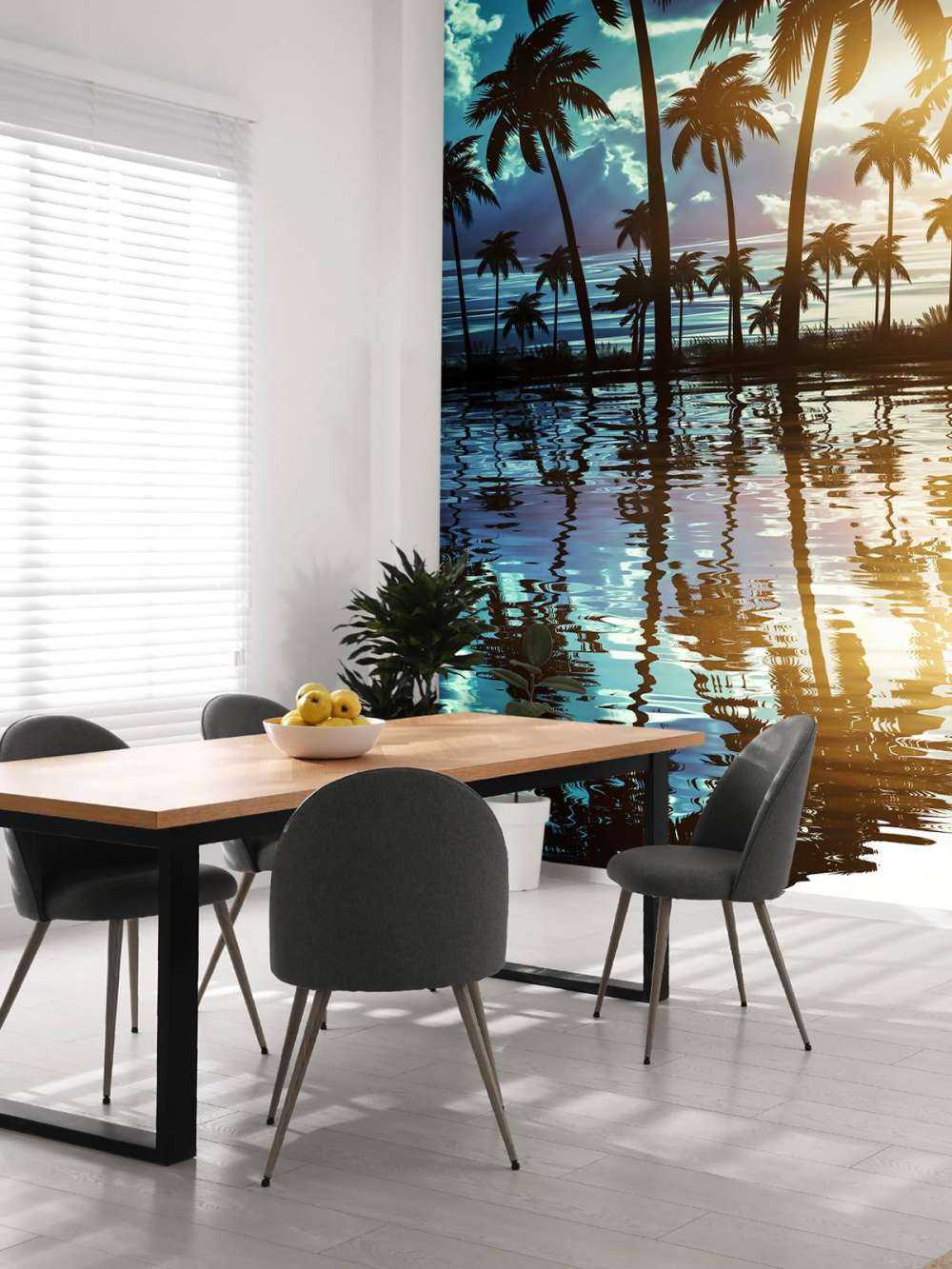 Paesaggio notturno con palme