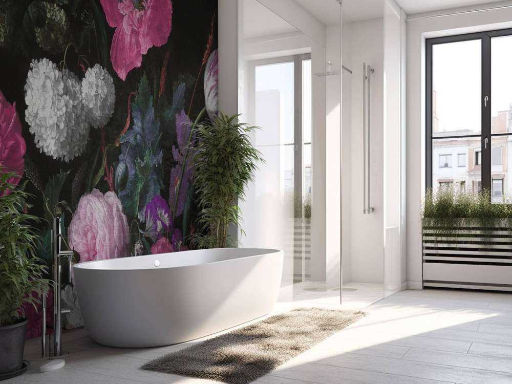 Natura morta di fiori barocchi - rosa lunatico