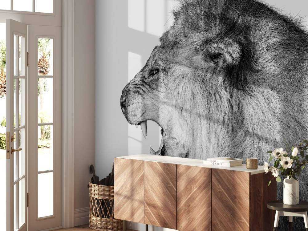 Leone ruggente bianco