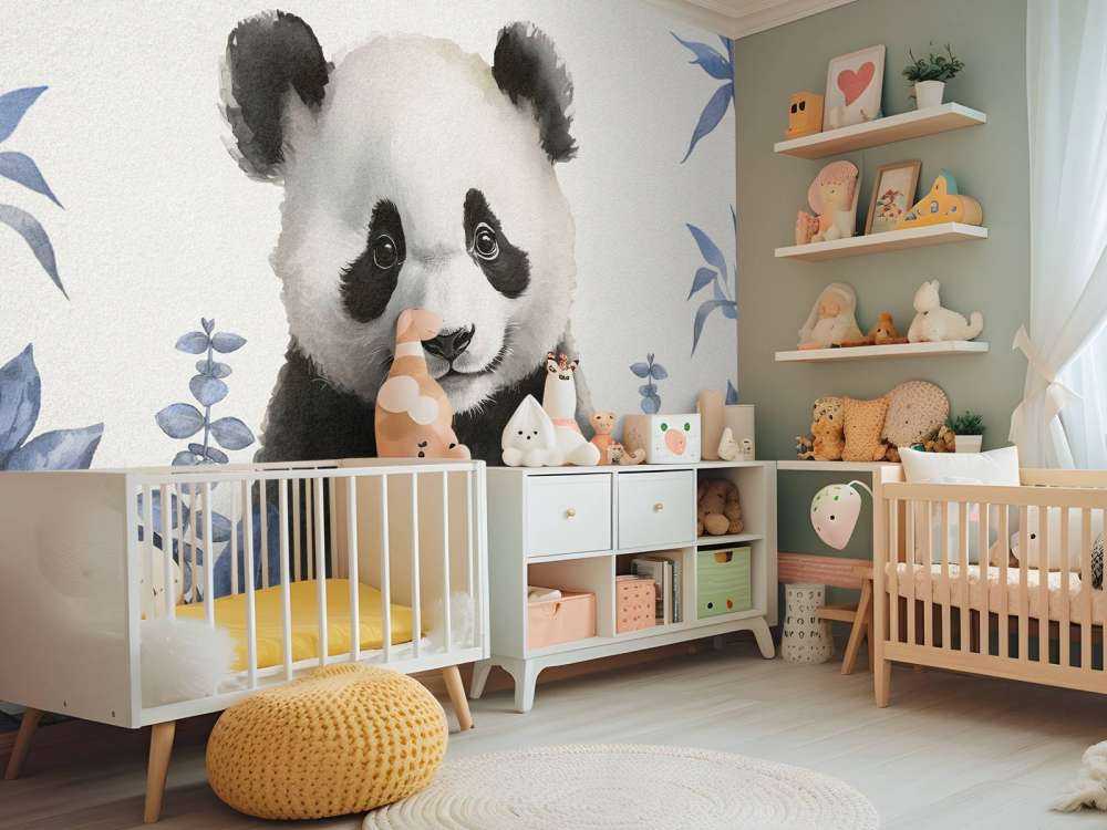 Baby panda nella giungla blu