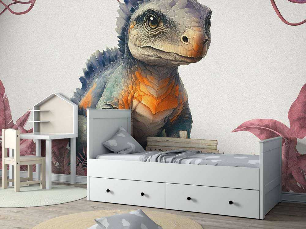 Baby ankylosaurus nella giungla rosa