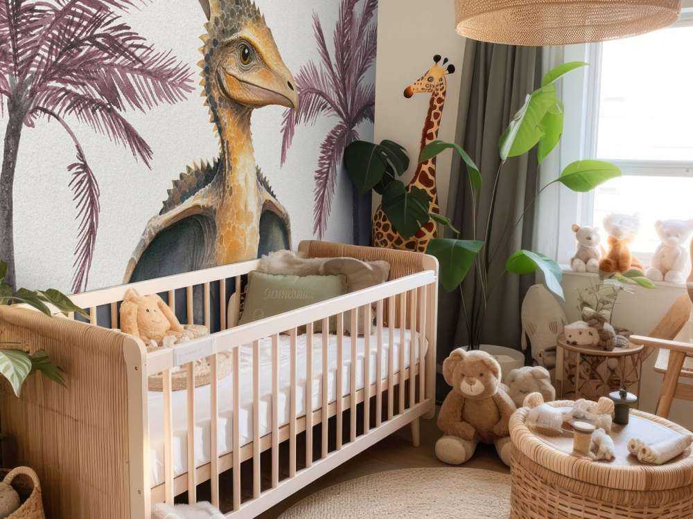 Baby pteranodon nella giungla rosa