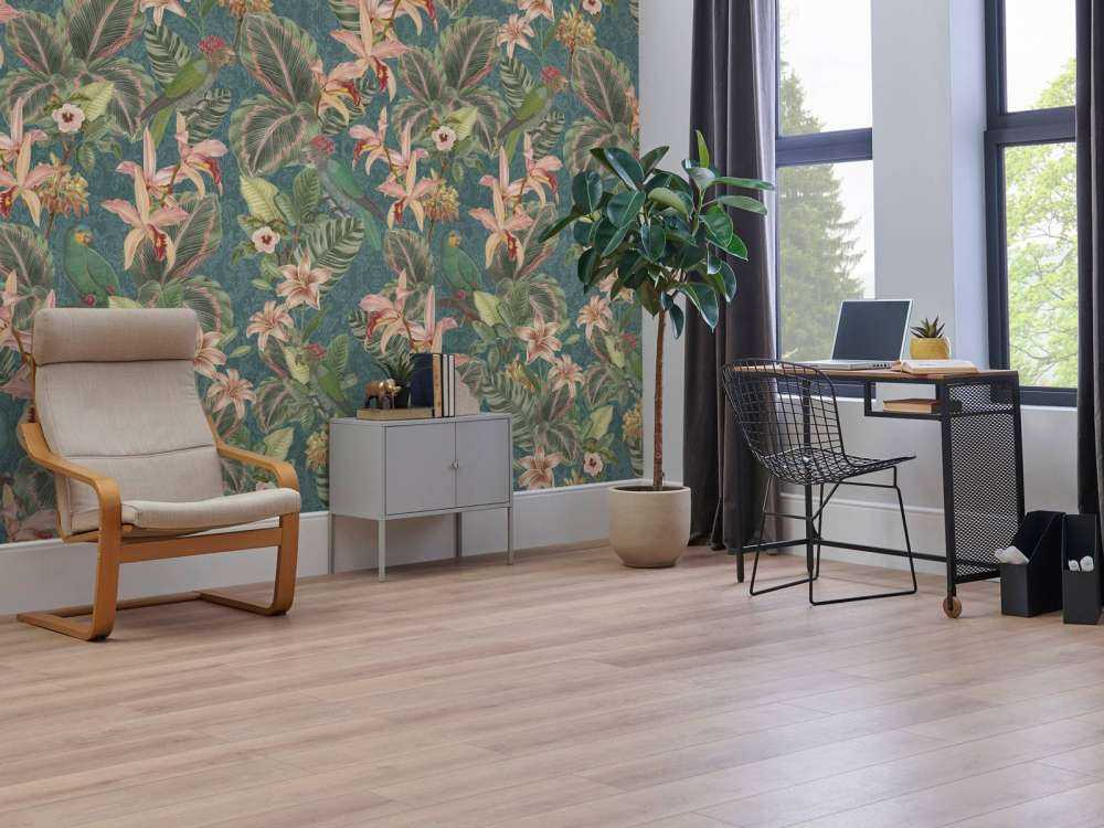 Uccelli e pappagalli della giungla tropicale - turchese