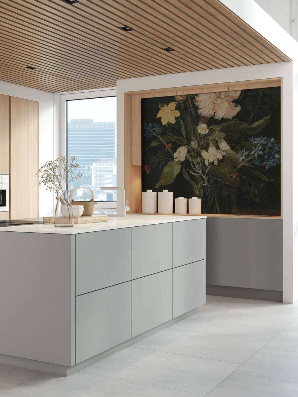 Natura morta con fiori in un bicchiere