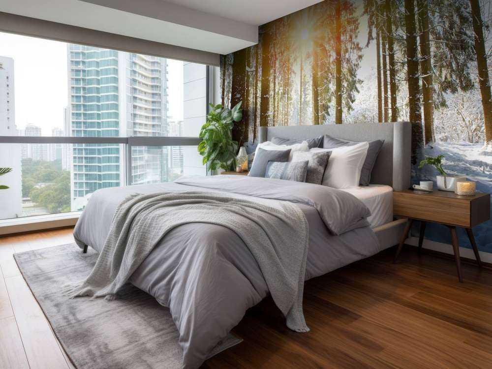 Luce del sole nella foresta d'inverno